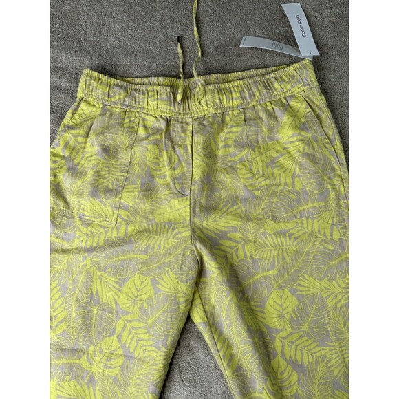 Calvin Klein Women’s Tropical Palm Print Pants,SizeL,55%linen - Picture 6 of 14